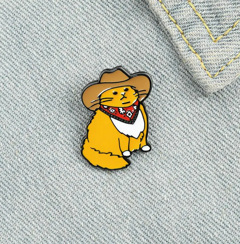 Cowboy Cats Enamel Pin Custom Funny Animal Hat Brooches Shirt Lapel Bag Cute Badge Cartoon Kitten Jewelry Gift for Friends images - 6