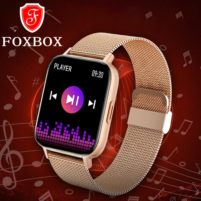 

FOXBOX Fashion Women Smart Watch Woman Fitnes Tracker Bluetooth Call Watch Heart Rate Monitoring For Android IOS Lady Smartwatch