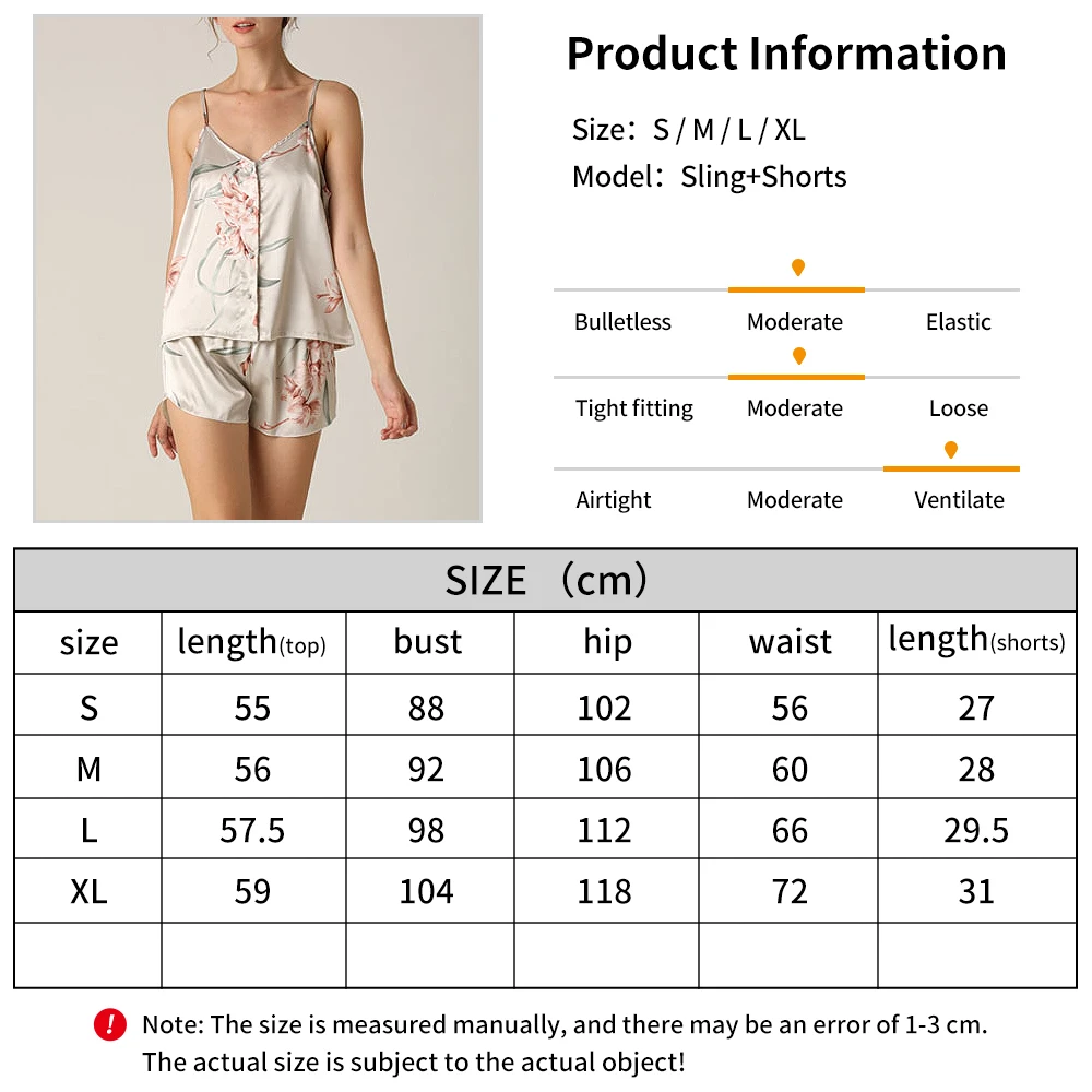 silk printed pajama suit with suspenders and small fresh pajama shorts two-piece set of fashionable ice silk casual home clothes