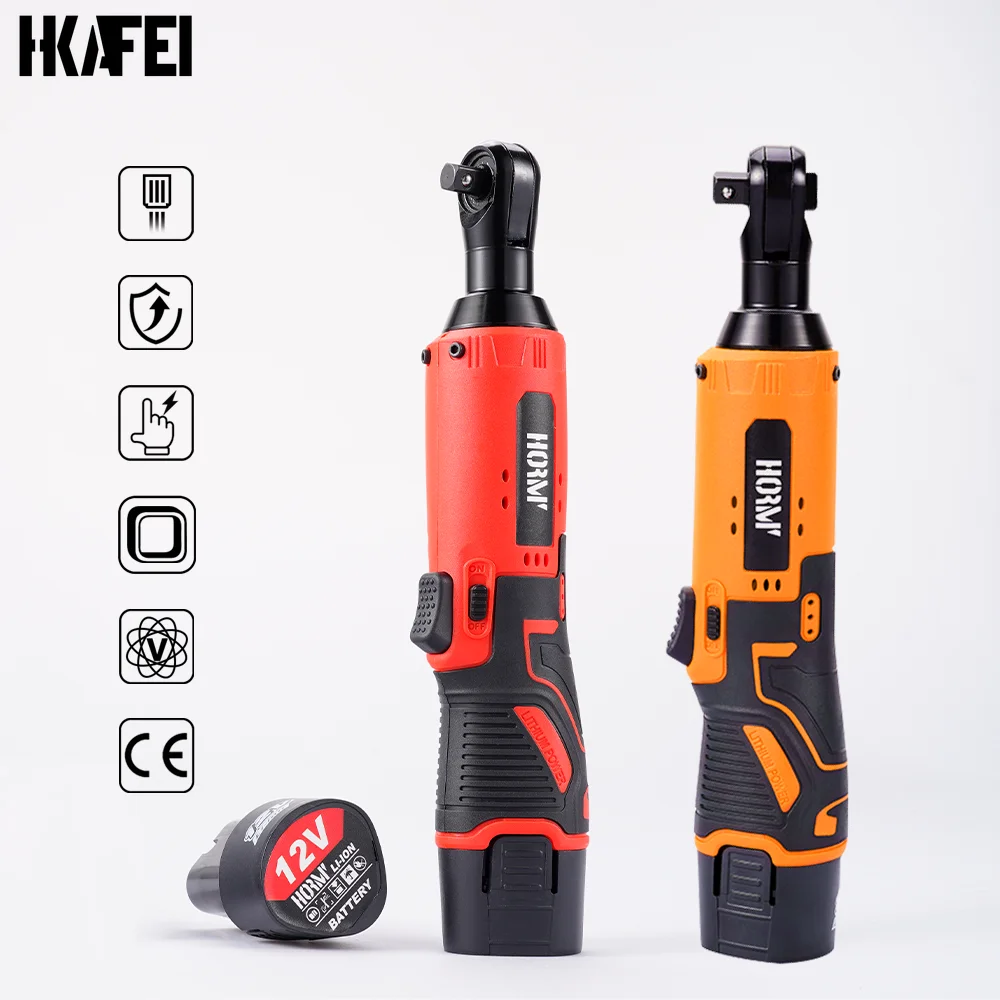 12V Cordless Electric Wrench Ratchet Wrench 65N.m Rechargeable 3/8 Right Angle Drill Screwdriver Power Tool with Lithium Battery