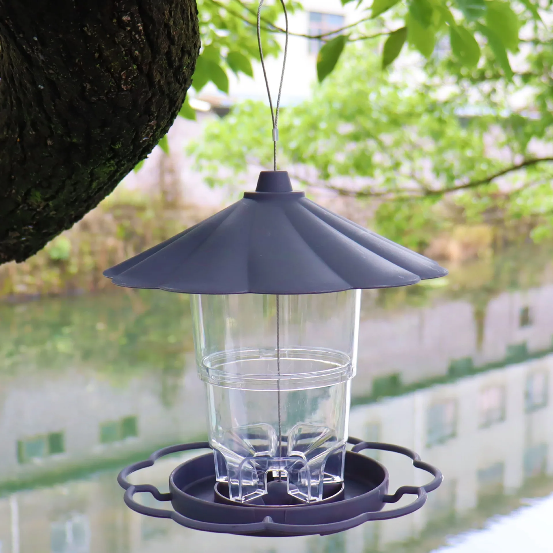 

Waterproof Gazebo Hanging Bird Feeder Outdoor Container With Hang Rope Feeding House Type Bird Feeder Aves Decor Pet Supplies
