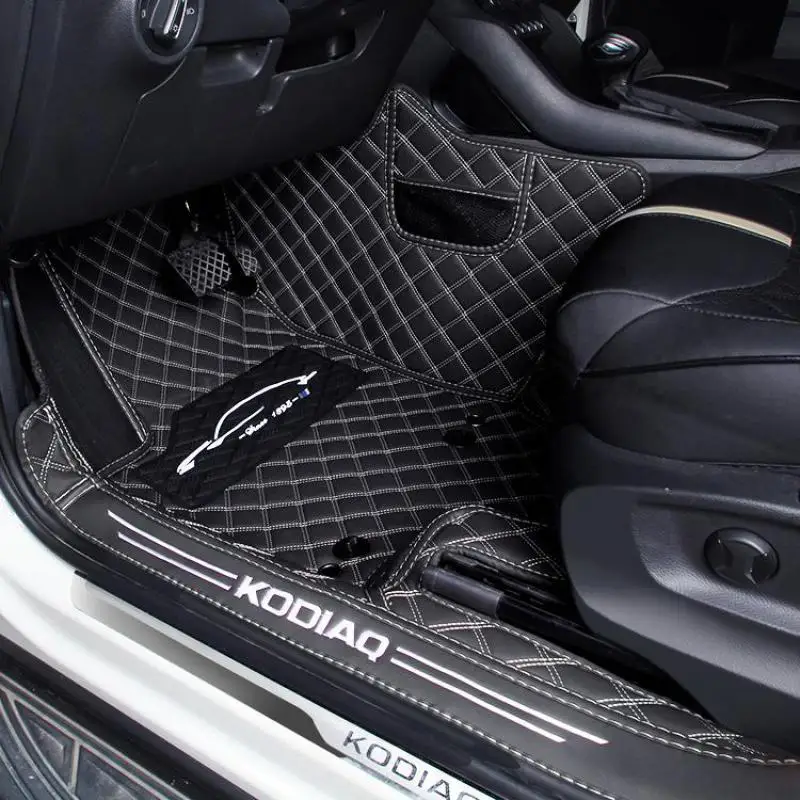 

For SKODA KODIAQ and KODIAQ GT 2017-2022 High quality artificial leather Car 3D full surround dirt proof waterproof mat