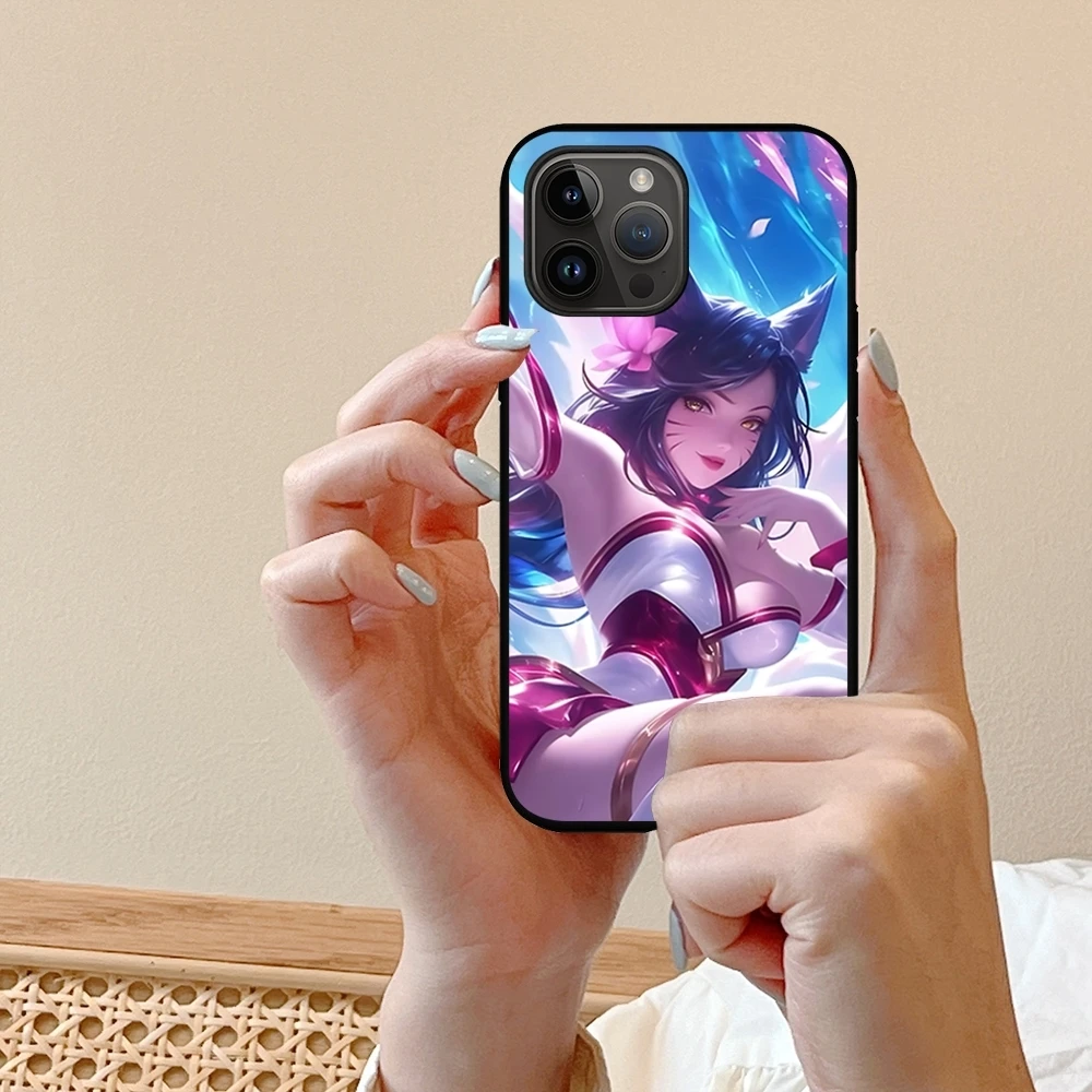 Чехол для телефона L-League of LeagueES Ahri iPhone 16 16e 15 14 13 12 11 XS XR Plus Mini Pro Max мягкий черный