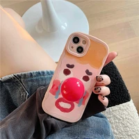 personality cute 3d clown folding bracket soft case for iphone 11 12 13 pro max 7 8 plus xr x xs leather anti drop cover fundas