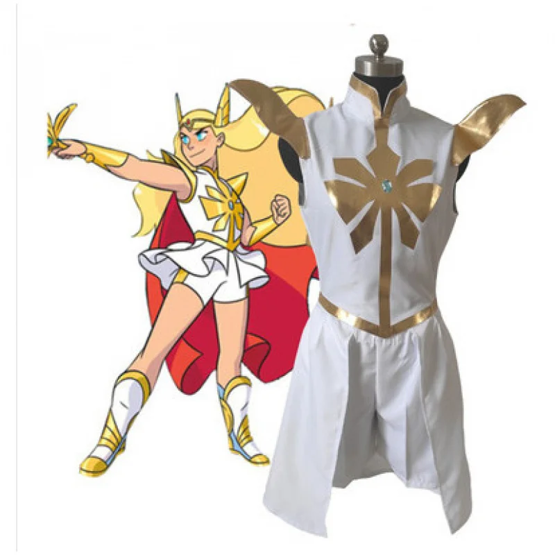 Фото Костюм для выступлений Ведьмы из She-Ra: белое платье и плащ, униформа, комплект для женщин, карнавальные костюмы для вечеринок №1