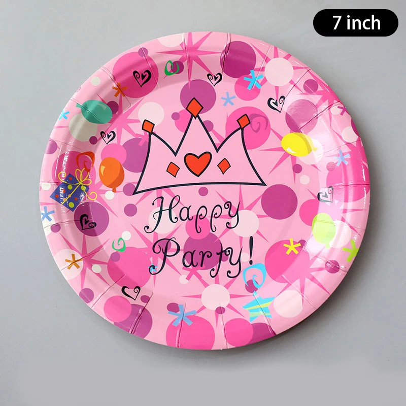 10 pcs Blue Pink Theme Party Disposable Paper Plate Crown Baby Gender Secret Shower Birthday Cup