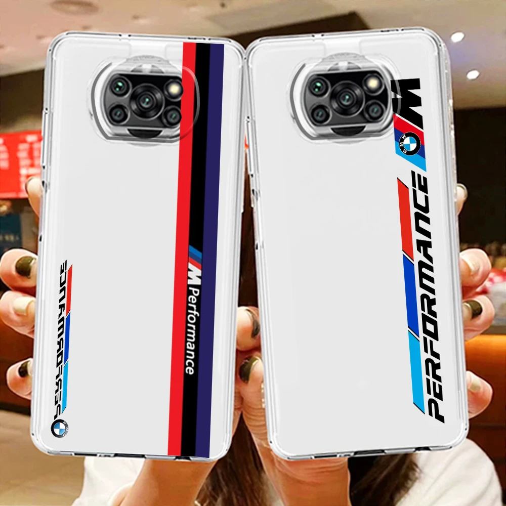 

Luxury M-Power-BMW Sport Car For Xiaomi Civi 3 Poco X5 X4 X3 X2 NFC F5 F4 F3 GT M5s M4 M3 Pro C50 C40 Transparent Phone Case