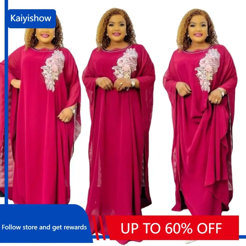 

Женский комплект из двух предметов, африканские платья для женщин, лето 2023, шифоновый халат макси, Анкара, Дашики, женская одежда, искусственные платья