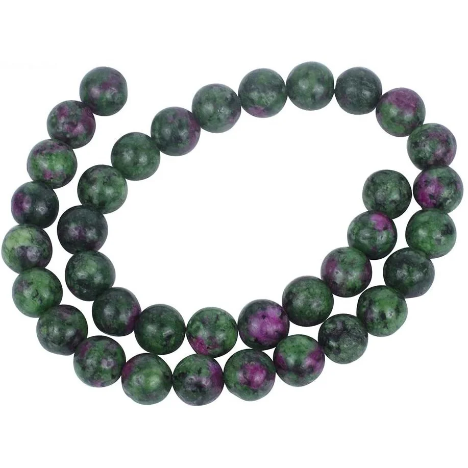 

245pcs 8mm Natural Gemstone Loose Beads Natural Round Beads for Bracelet Necklace Jewelry Making - Red & Green