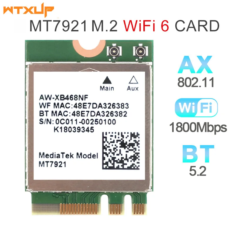 Mediatek wi fi mt7902 wireless lan card. Mediatek wifi 6 mt7921. mediatek wi-fi 6e mt7922 (rz616) 160mhz wireless lan card. mediatek 802.11.