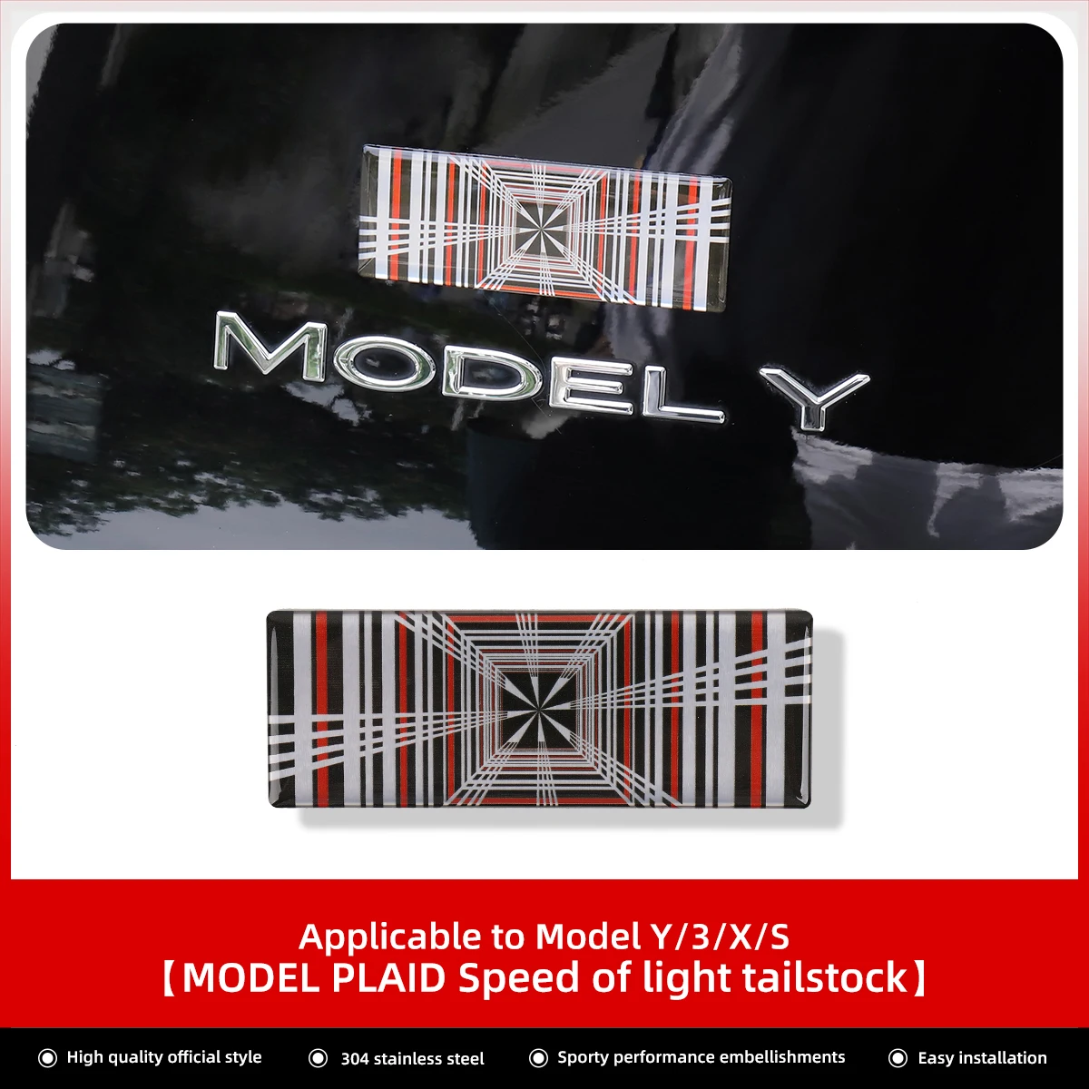 

Metal PLAID Car Sticker for Tesla Model3 Model Y X S 2021-2023 Tail Emblems Decoration Badge Patches Auto Exterior Accessories
