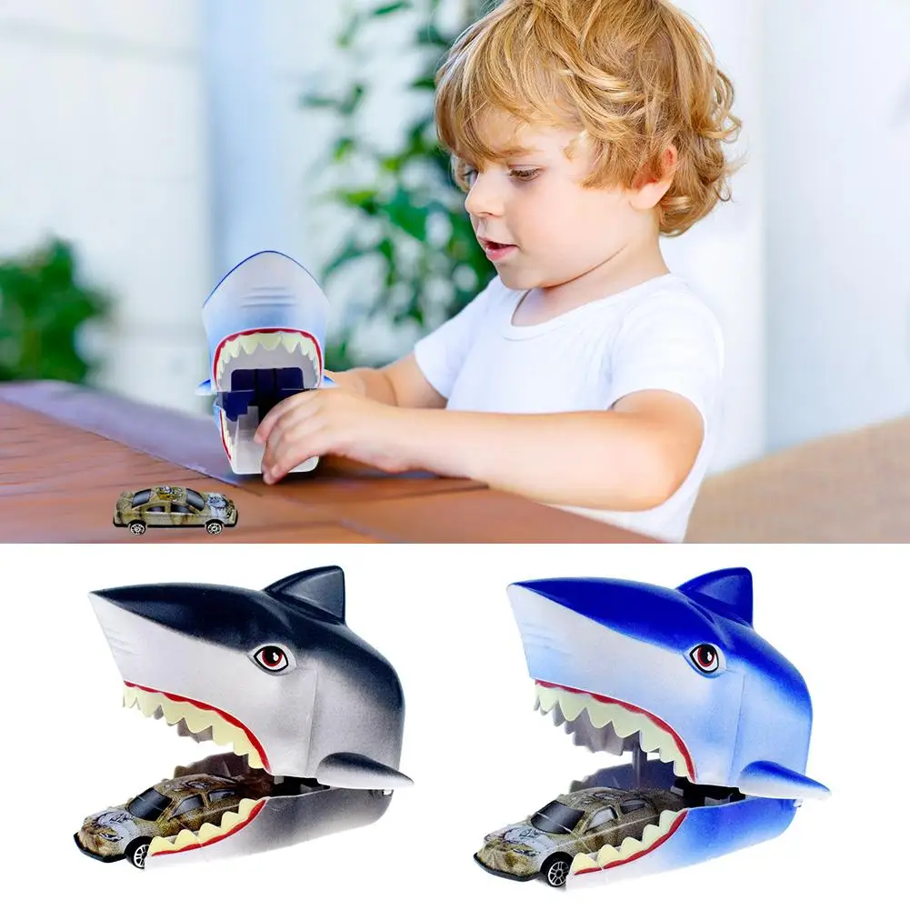 

Novelty Gag Toys for Children Play Fun Family Shark Plastic Children Personality Novelty Model Tricky Alloy Car Launch Toy
