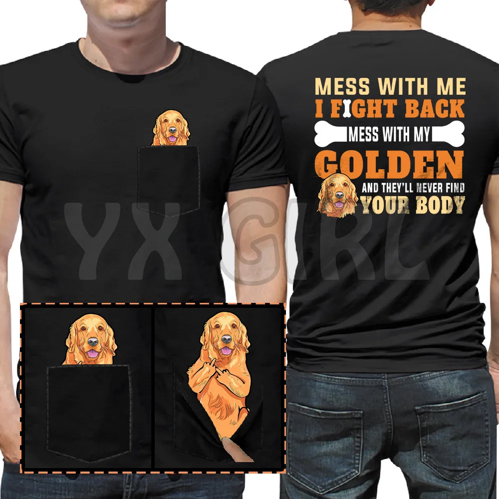 Mess With Me I Fight Back Golden Retriever 3D All Over Printed T Shirts Funny Dog Tee Tops shirts Unisex