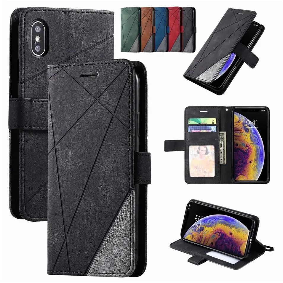 

Stand Business Phone Holster For Samsung Galaxy Note 8 9 10 Pro S7 Edge S8 S9 S10 Plus S20 Ultra Stripe Wallet Rhombus Case MKG