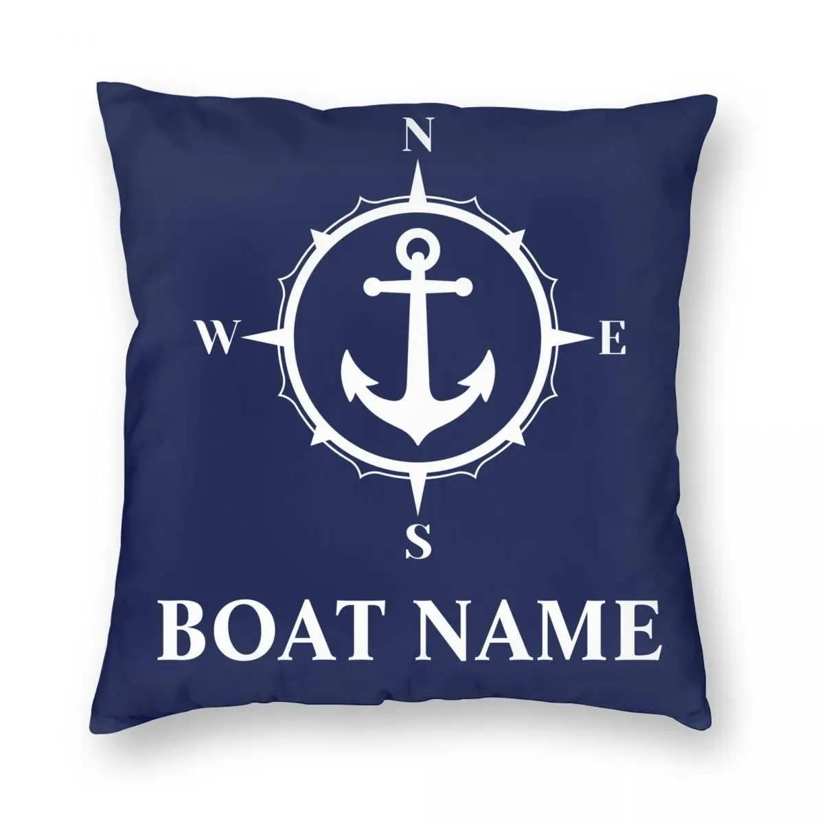 

Your Boat Name Compass Anchor Blue Lumbar Pillowcase Soft Cushion Cover Decorative Custom Pillow Case Cover Sofa Square