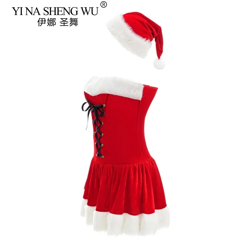 Леди Санта-Клаус Косплей Костюм Рождественское Платье Женский Рождественский