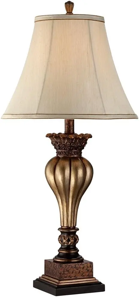 

Senardo Traditional Table Lamp Vase Silhouette with Fluting and Floral Detail 30" Tall Gold Tan Shade Decor for Living Room Nez