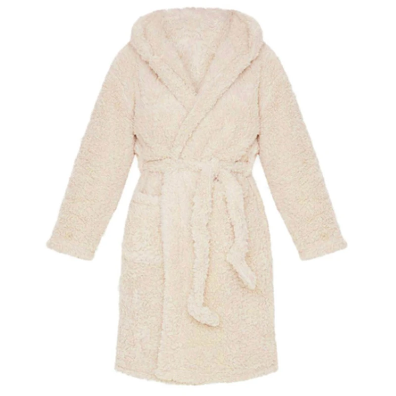 

Women Winter Warm Plush Long Bathrobe Cartoon Bear Ears Hooded Kimono Nightrobe