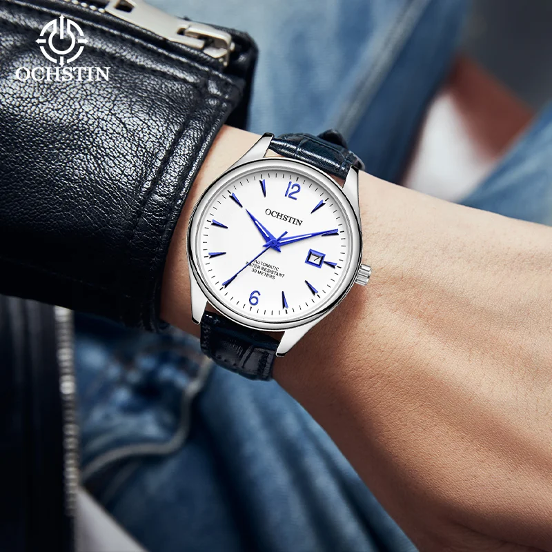 Мужские классические автоматические механические часы OCHSTIN Master Series с автоподзаводом, прочным ремешком из натуральной кожи и светящимися стрелками. (art.: 3920dd0a70ebf) - 3920dd0a70ebf