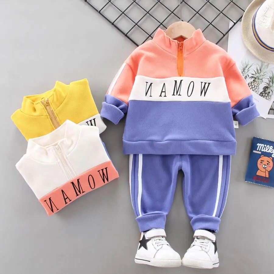 

Осенняя одежда для маленьких мальчиков и девочек, Новый Повседневный Спортивный костюм с длинным рукавом и надписью детской одежды, детски...