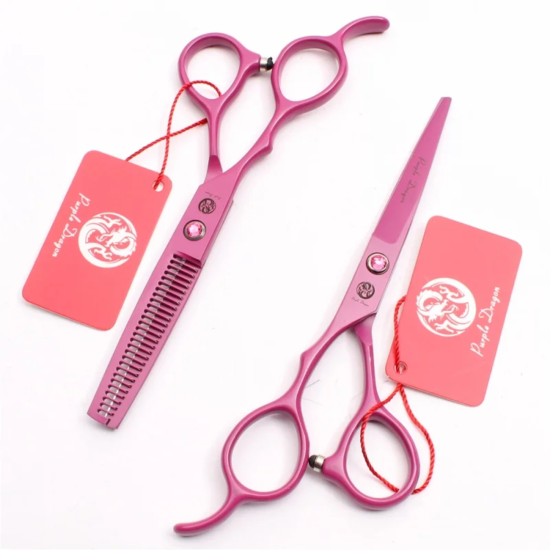 

Ножницы для стрижки и филировки с левой ручкой, 5,5 дюйма, фиолетового и розового цвета, Профессиональные парикмахерские ножницы, ножницы для волос Z8001