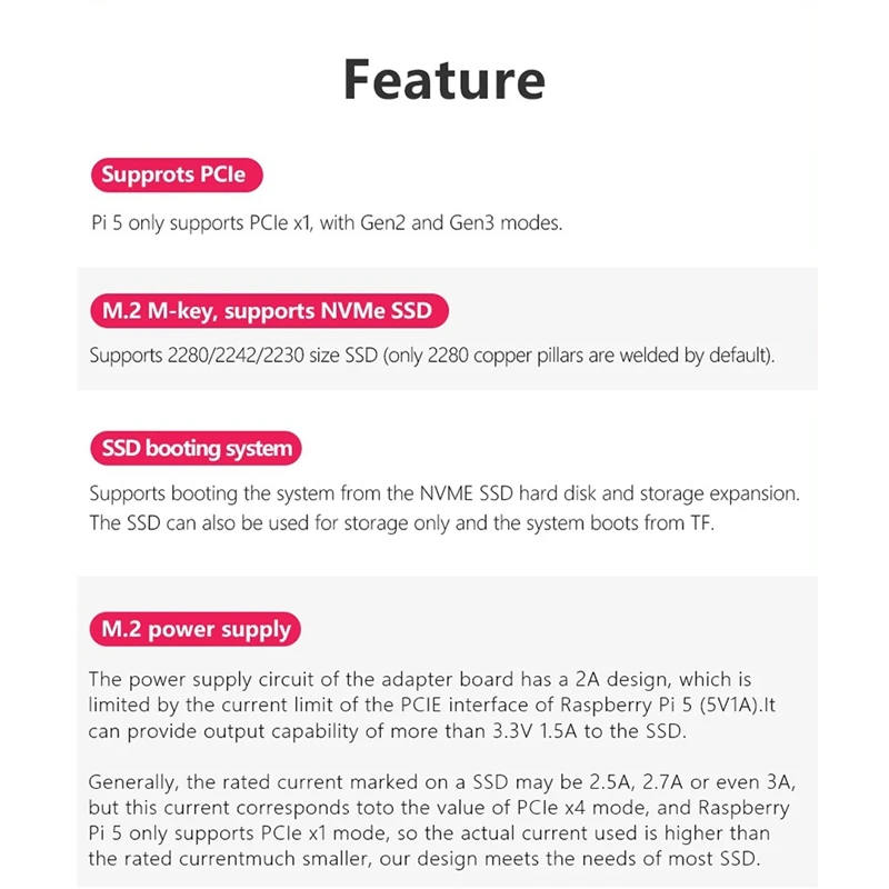 MPS2280P PCIE M.2 NVME SSD HAT для Raspberry Pi 5 поддержка 2280 2230 2242 Gen 3 плата расширения