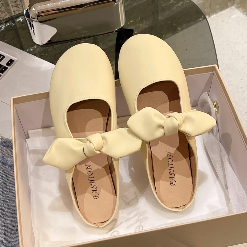 

Shoes for Women 2023 Fashion Slingbacks Basic Summer Outdoor Casual Slippers Women Bow Tie Solid Color Elegant Flat Slippers