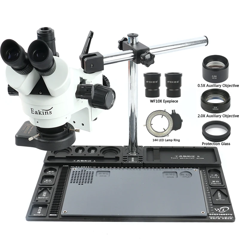 

Big Multifunction Aluminum Alloy Stereo Microscope 3.5X - 90X Zoom Trinocular Microscope For PCB Soldering Phone Repair