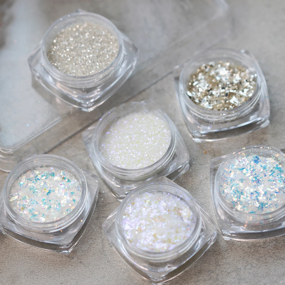 

Sequins Gold Glitter Sparkles Shiny Laser Powder For Nails Art Manicure Accessories Decoration Nail Diy Decor Powder 1 Set 6box