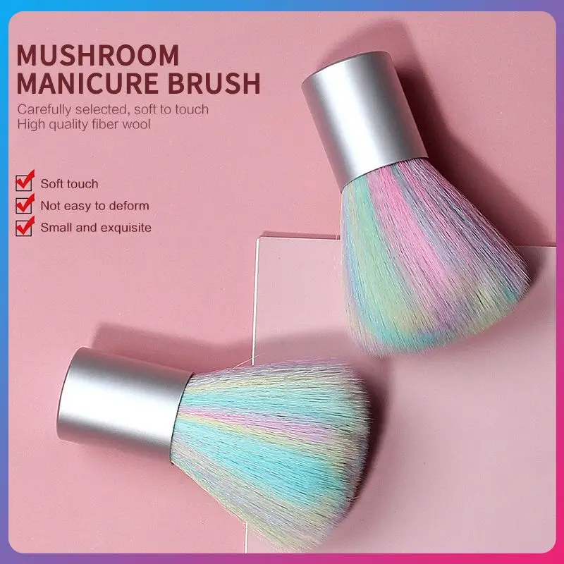 Ful Nail Cleaner Brush Mini Portable Nail Art Dust Brush Nail Accessories Makeup Brushes Mushroom Cleaning Brush Soft
