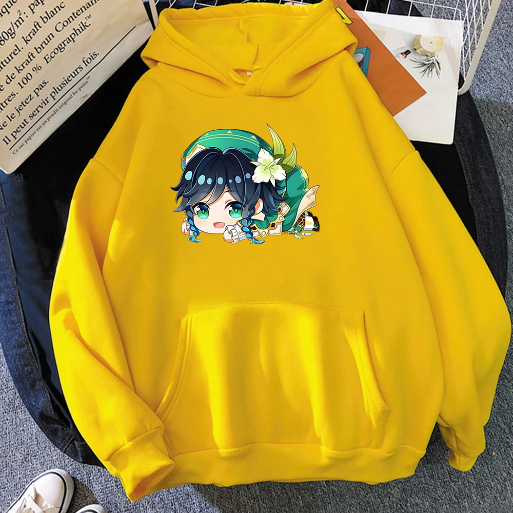 

Толстовки Genshin Impact Venti, спортивная одежда с графическим принтом, Женская Толстовка большого размера в стиле Харадзюку, женские милые флисовые толстовки, одежда