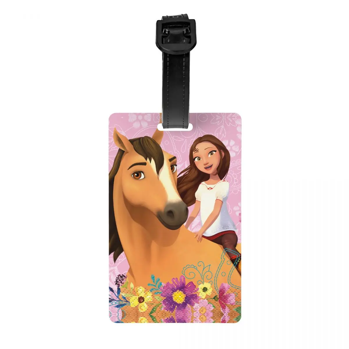 

Custom Spirit Riding Free Luggage Tag With Name Card Cartoon Horse Anime Girl Privacy Cover ID Label for Travel Bag Suitcase