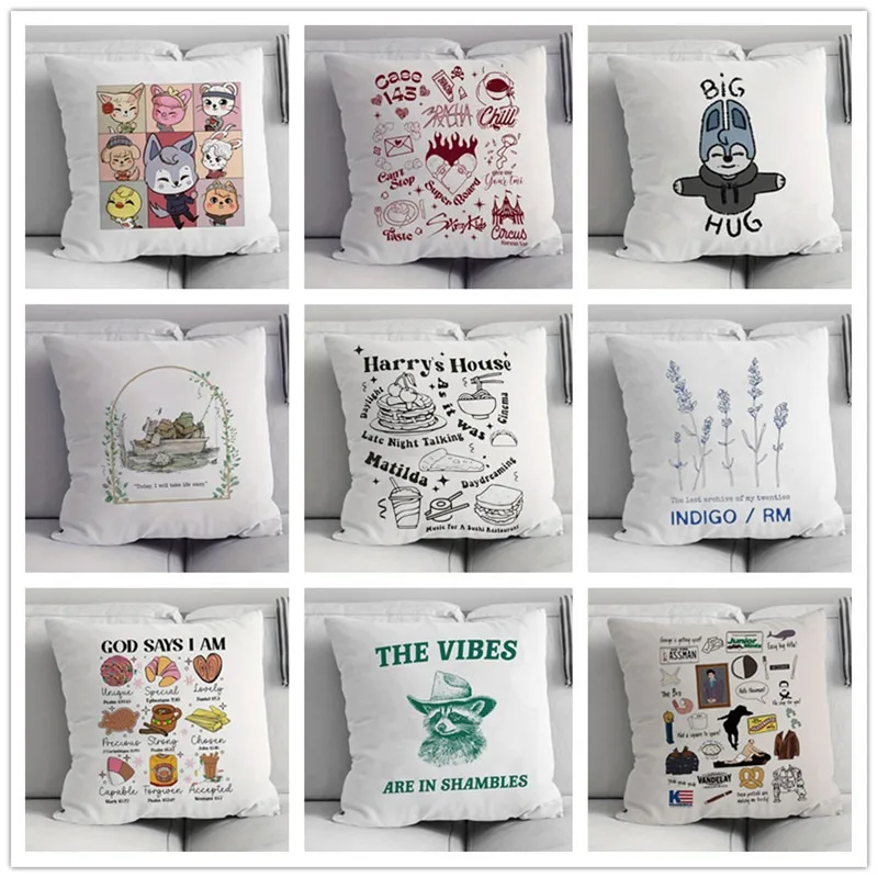 Современная квадратная декоративная наволочка с мультяшным принтом для дома и