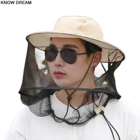 know dream 2022 spring new anti insect mosquito hat fishing hat sun hat outdoor mens and womens casual mesh hat