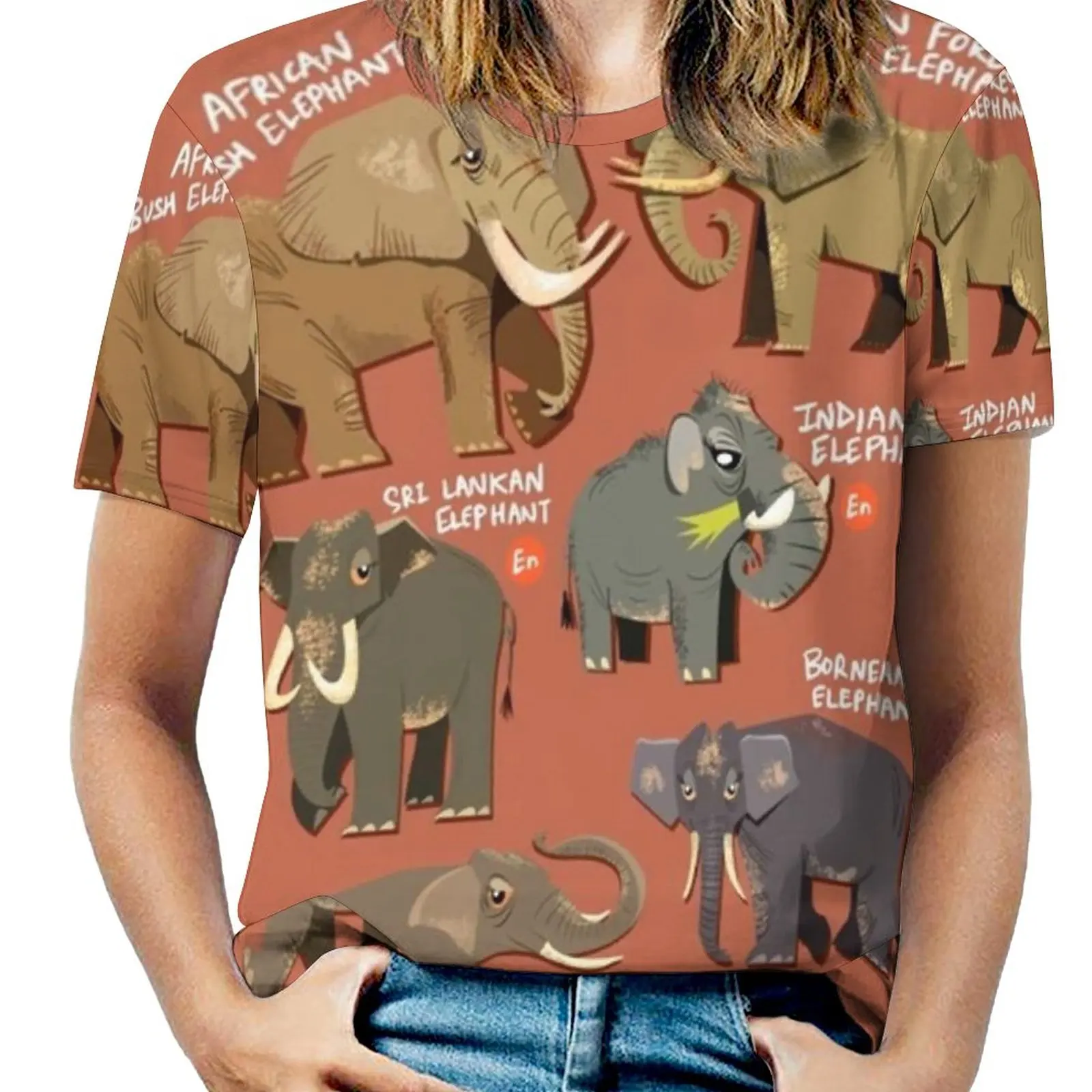 Женская футболка со слонами мира весенне-летние футболки с принтом разных стилей