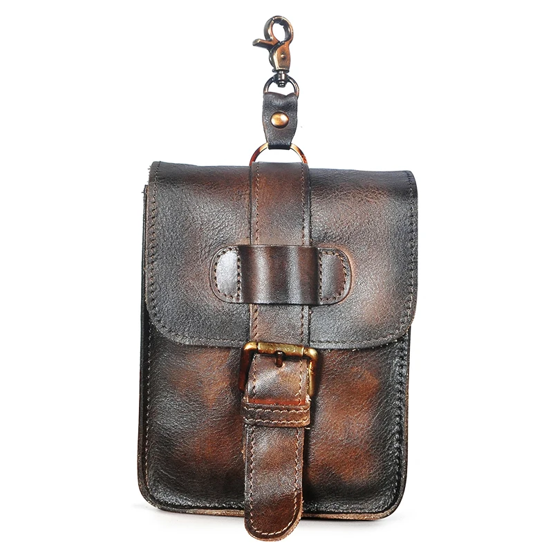 Женская дорожная маленькая сумка из натуральной кожи с крючком забавная поясная