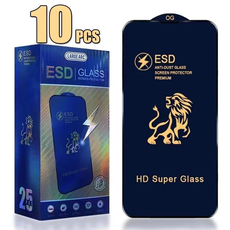 10pcs ESD Tempered Glass Full Cover Screen Protector Anti Static Film Explosion For iPhone 14 13 12 11 pro max 6 7 8 plus x xs