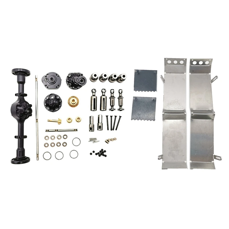 

1 Set Middle Bridge Axle Upgraded Parts Op Accessory & 1 Set Metal Rear Mud Fender Back Mudguard For 1/16 Wpl