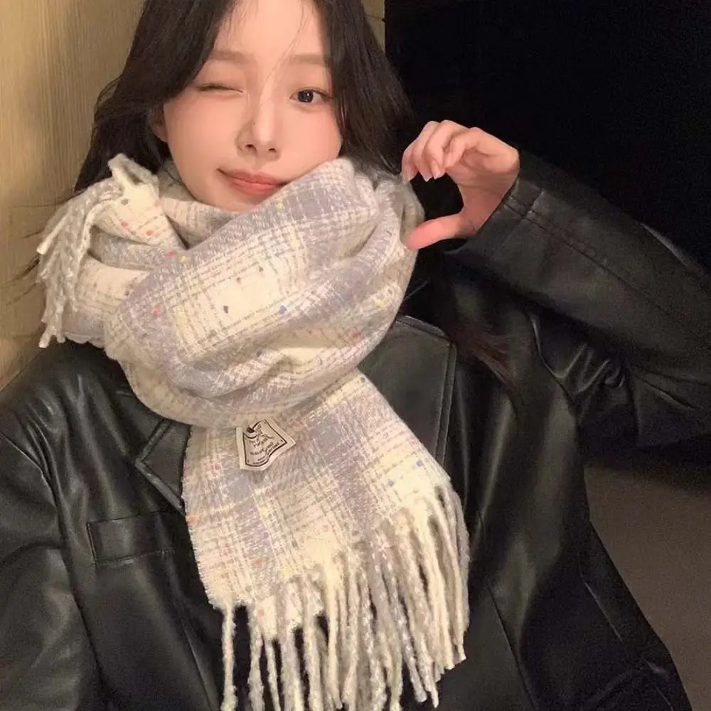 Плед шарф с радужной фасолью и кисточками плюшевые шерстяные шарфы зимние