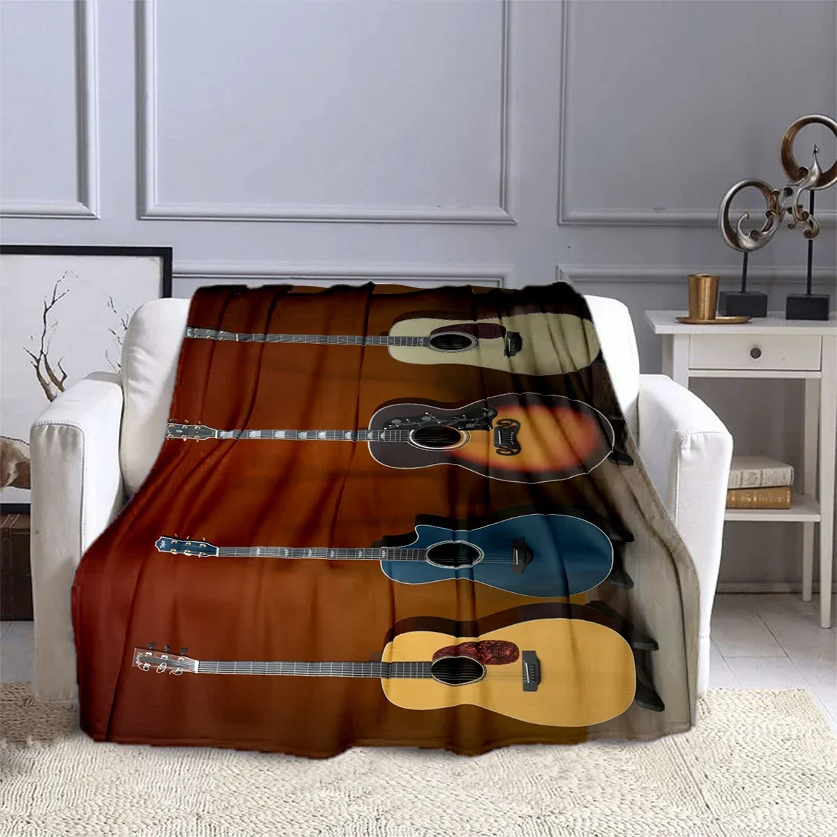 Одеяло детское Фланелевое для электрогитары мягкое удобное дома и путешествий