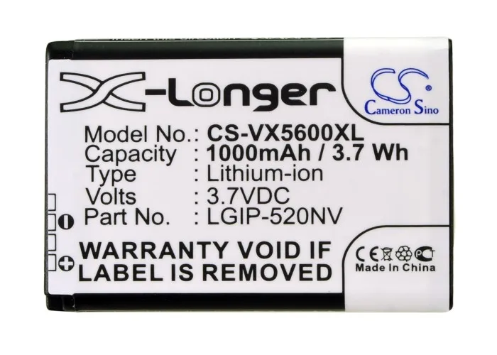 

Аккумулятор Cameron Sino 1000 мАч для LG/Verizon MN270, LGIP-520NV, UN150,VN150, VN270, VN271, VN271PP, VN570, VX5600