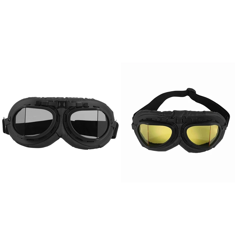 

2X желтые/серые мотоциклетные шлемы, очки пилота, винтажные очки пилота времен Второй мировой войны, очки пилота для мотоцикла, скутера, УФ