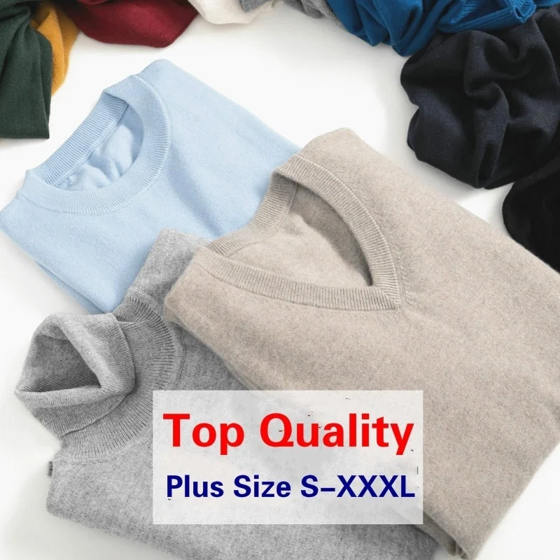 

New Wool Pure Cashmere Sweater Men Pullovers Autumn and Winter V-neck Pull Soft Casual Man's Sweaters Pullovers S-XXXL