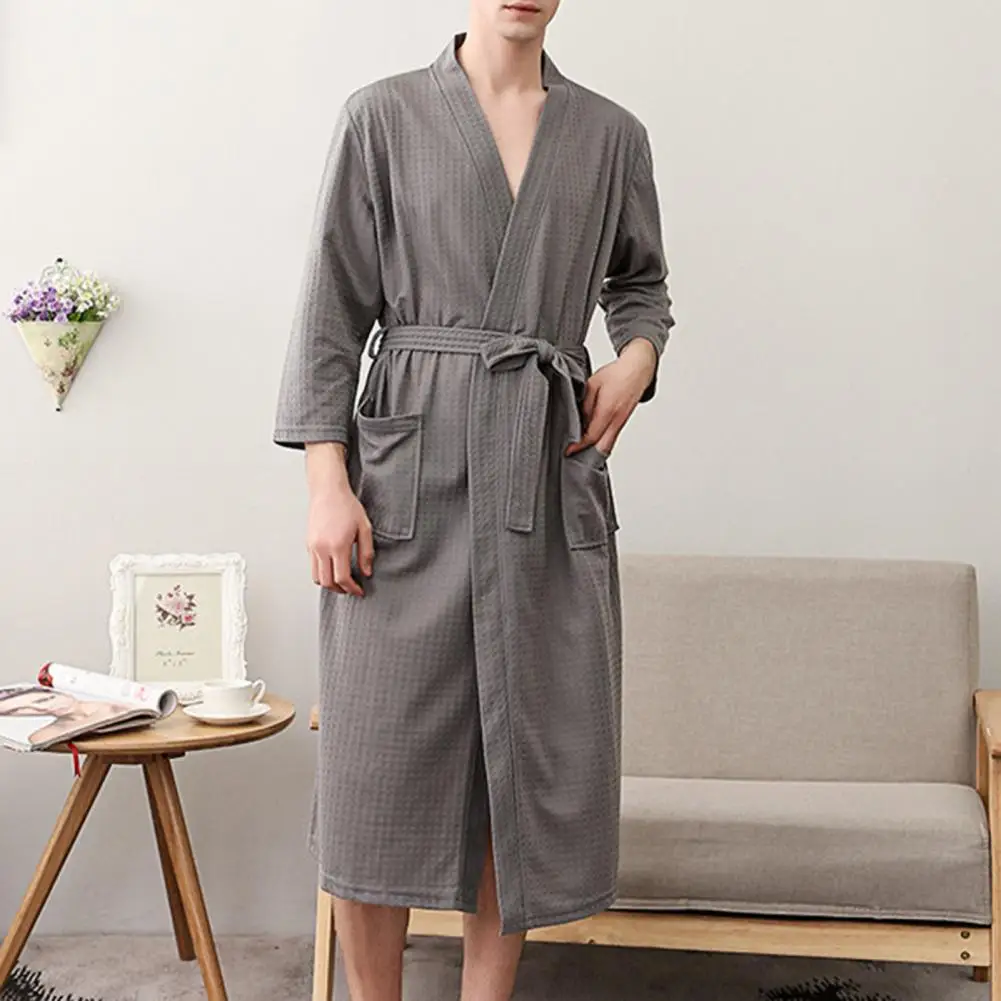 

Sleeve Cardigan Loose Men Peignoir Robe Kimono Bath Sashes Hombre Мужской Халат Pajamas Long Homewear Bathrobe Homme Robe Men