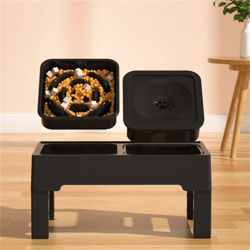 Приподнятая миска для собак Регулируемая приподнятая с медленной кормушкой и