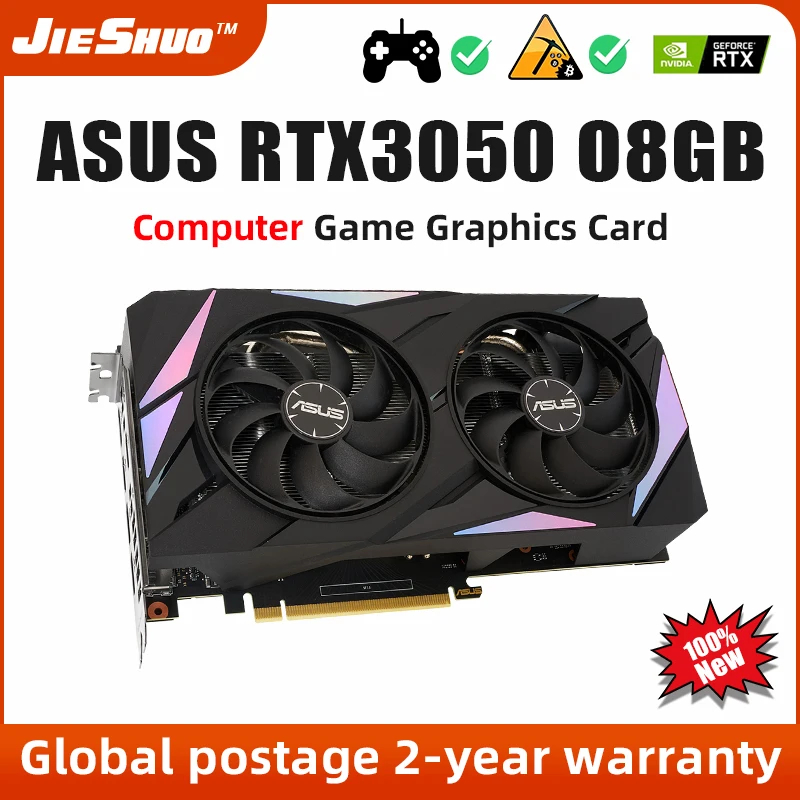 

Видеокарта Asus GeForce RTX 3050 8 Гб gddr6 бит HD * 1 DP * 3 rtx3050 8g игровая видеокарта ПК видеокарта компьютерные аксессуары
