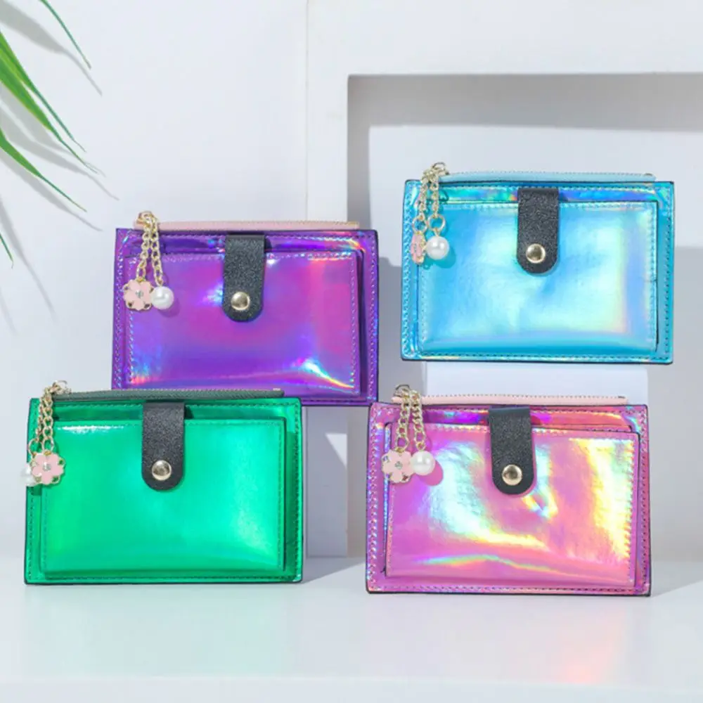 

Unique Laser Colorful Design Women Purse PU Leather Short Wallet Credit Card Holder Bags Fashion Simple Casual Money Bag