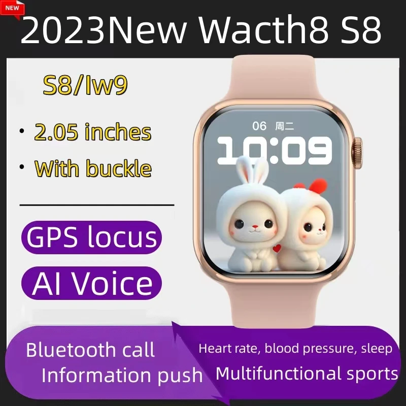 

2023 amoled 2.05" HD screen Smart Watch Women Series 8 custom dial 500+ Wireless charging Men Smartwatch for Apple Watch IW9 IW8