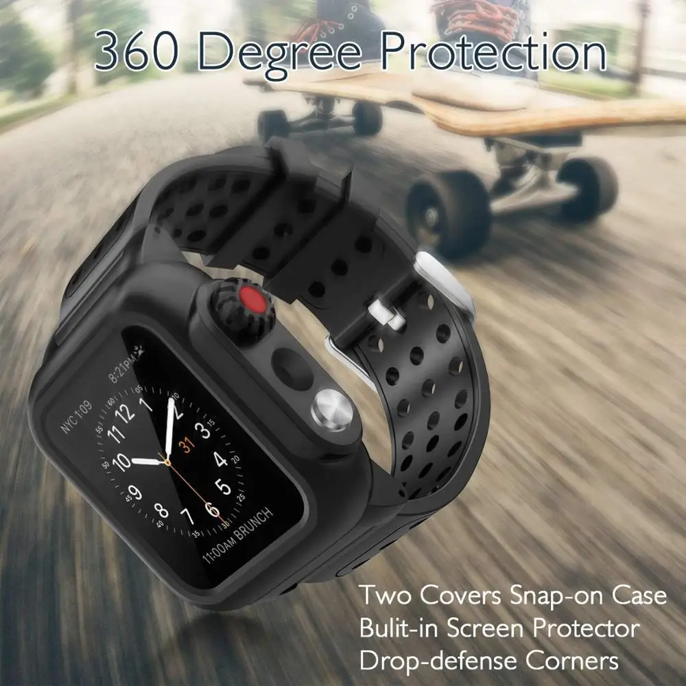 40pcs Waterproof Rugged Case with Silicone Band for Apple Watch...