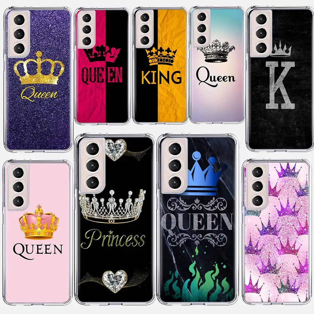 

Queen King Crown Phone Case Coque For Samsung Galaxy S21 Ultra 5G S20 FE S20 Plus S10E S10 Lite S8 S9 Plus S7 Shell Cover Funda